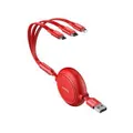 Creative 3-in-1 Retractable Data Cable IP Android Type-C Mobile Phone Charging Cable-Red