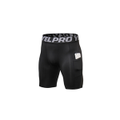 Men'S Compression Shorts Baselayer Cool Dry Sports Tights With Pocket - Black