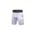 Men'S Compression Shorts Baselayer Cool Dry Sports Tights With Pocket - White