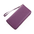 Lady's leather long purse zipper purse multi-card purse head leather - PURPLE