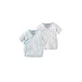 2PCS Infant Short Sleeve Side Snap Shirts Kimono Tees - BLUE