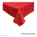 Jacquard Table Cloth Narrow Stripes Red 150 x 270cm Rectangle