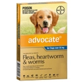 Advocate Extra Large Dog 25kg & Over Blue Spot On Flea Wormer Treatment - 3 Sizes