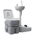 Portable Camping Toilet and Handwash Stand Set Grey vidaXL
