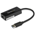 Star Tech 1000Mbps Auto MDIX USB 3.0 to RJ45 Ethernet Adapter w/ USB Port Black