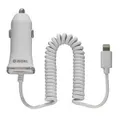 Moki 4ft Coiled Lightning MFI-Certified Cable Car Charger w/USB Port for iPhone