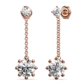 Rose Gold Duo Stones Dangle Earrings Embellished with SWAROVSKI crystals