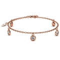 Rose Gold Drop Charm Bracelet Embellished with SWAROVSKI Crystals