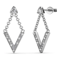 Luxury V Shaped Stud Earrings in White Gold Embellished with SWAROVSKI crystals