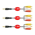 3x Sansai 1.5m 3.5mm Aux Stereo Male to RCA Cable/AV Plug Audio Video for DVD TV