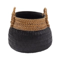 Amalfi Bambu Woven Laundry Basket Plant Pot Holder Storage Home Decor Black/Natural