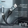 Phone cable REMAX 4 in 1 Lightning Micro USB Type-C 2.4A cable Black
