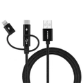 Momax 1m 3-in-1 Nylon Braided Charging Cable Black, (USB-A to Micro/Lightning/USB-C), Apple MFi Certified, Durable & Solid, Supporting USB-C 3A Fast Charging [DX1D]
