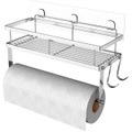 Paper Towel Holder with Shelf Storage, Adhesive Wall Mount 2-in-1 Basket Organizer