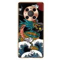 Funda Case for Huawei Mate 40 Pro 3D Dragon Fish Embossed PU Leather Patterned Phone Case Cover Capa