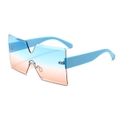 oversized square sunglasses rimless men gradient lens one piece ladies sun glasses vintage big uv400 blue