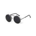 Silver + Black Flip Up Round Steampunk Sunglasses Goggles Glasses