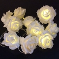 White Rose 20 Bulb Flower LED Bulb Fairy Light String with battery pack