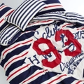 Stripe Graphic 93 Navy Cotton Quilt Cover Set - Double