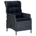 Reclining Garden Chair with Cushions Poly Rattan Dark Grey vidaXL