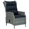Reclining Garden Chair with Cushions Poly Rattan Light Grey vidaXL