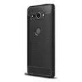 2 Pcs For Sony Xperia XZ2 Compact Brushed Texture Carbon Fiber Shockproof TPU Protective Back Case(Black)