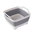 Folding Sink Fruit Vegetable Washing Washbasin Drain Basket Portable Basins(Gray)