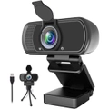1080P Webcam,Live Streaming Web Camera with Stereo Microphone, Desktop or Laptop USB Webcam with 100 Degree View Angle, HD Webcam for Video Calling, Recording, Conferencing, Streaming, Gaming