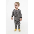 Boys Sizes 0-2 Grey Animal Long Set PJS Pyjamas