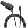 Ventev USB-A MFI-Certified Lightning Coiled Cable Dual Car Charger for iPhone