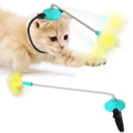 Cat Toys Feather Indoor Soft Silicone Collar and Bell Teaser Aqua