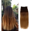 22" Two Tone Ombre High Grade Synthetic Hair Brown Straight 7Piece 16Clips 05