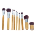 10 Piece Professional Makeup Brush Set Synthetic Fiber Bamboo Handle