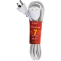 DOSS EXL7M 7M Power Extension Lead White Pvc Ordinary Duty Cable With Fully Moulded 3 Pin Plug