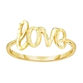 14K Yellow Gold Diamond Cut Love Ring, Size 7