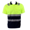 Hi-Vis Safety Workwear Short Sleeve Polo Shirt Top Reflective Tape Two tone