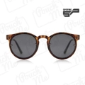 Spitfire UK Post Punk Round Designer Sunglasses for Men & Women Vintage UV400 Protection Acetate - Tortoise Frame - Black Lens