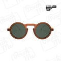 Spitfire UK Lennon 5 Round Designer Sunglasses for Men & Women Classic Vintage Style Acetate Frame UV400 Protection - Matte Brown - Black