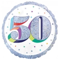 50th Birthday Holographic Round Foil Balloon