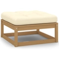 Garden Footstool with Cushion Honey Brown Solid Pinewood vidaXL