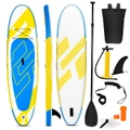 Costway 10' Inflatable Stand UP Paddle Board Set SUP All Round Surfboard Kayak 305x76x15cm w/Carry Bag, Outdoor Paddling Yoga Surfing, Yellow