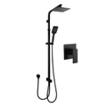 ACA WELS Square Twin Shower Head Station with Mixer Tap Set Matte Black