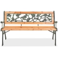 Outdoor Decor Garden Patio Deck Rose Patterned Wooden Park Bench Chair Seat