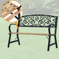 Outdoor Decor Garden Patio Deck Patterned Steel Wooden Park Bench Chair Seat