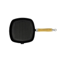 Grill Pan with Wooden Handle Cast Iron 20x20 cm vidaXL