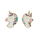 Colourful Magical Unicorn Gold Stud Earrings