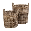 Amalfi Aubusson Rattan Baskets Set of 2 Woven Laundry Storage For Planter Pot Clothes