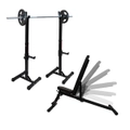 Home Gym Adjustable Squat Rack + Heavy Duty Flat Weight Bench Press