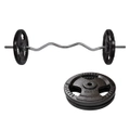 35kg Ez Grip Curl Barbell Weight Set - 120cm Curl Bar + 30kg Iron Weight Plates