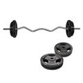 30kg Ez Grip Curl Barbell Weight Set - 120cm Curl Bar + 25kg Iron Weight Plates